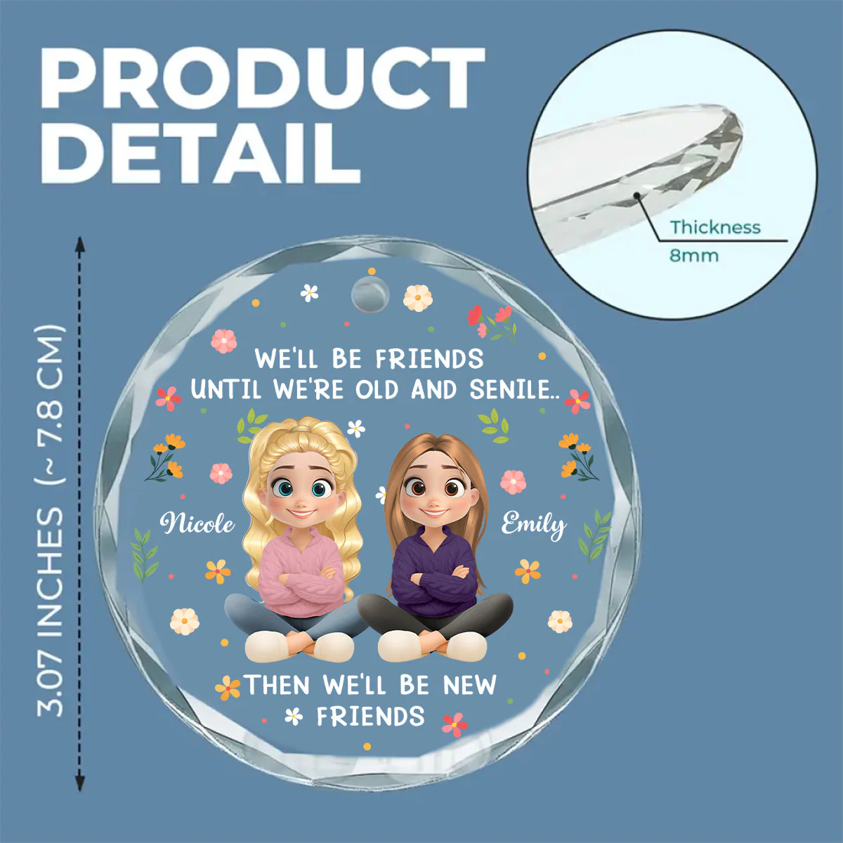 Cheers To Us Forever Friends - Personalized Custom Glass Ornament - Image 5