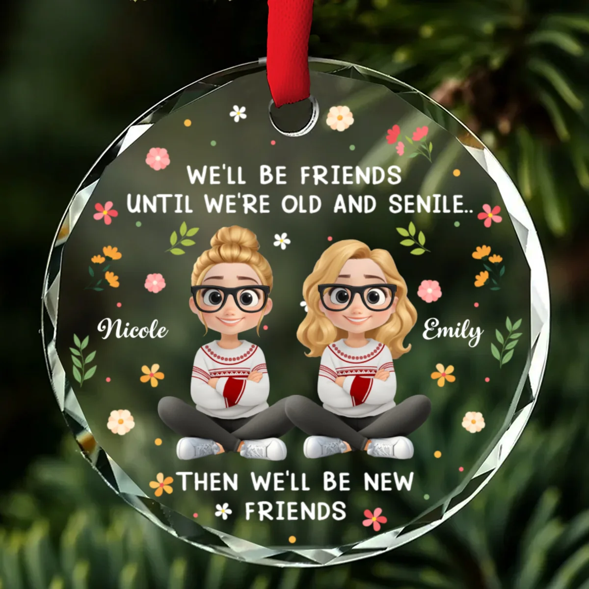 Cheers To Us Forever Friends - Personalized Custom Glass Ornament - Image 6