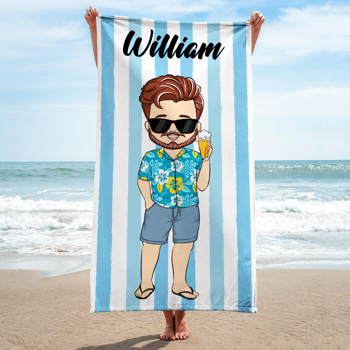 Chibi Lady - Personalized Custom Beach Towel - Image 3