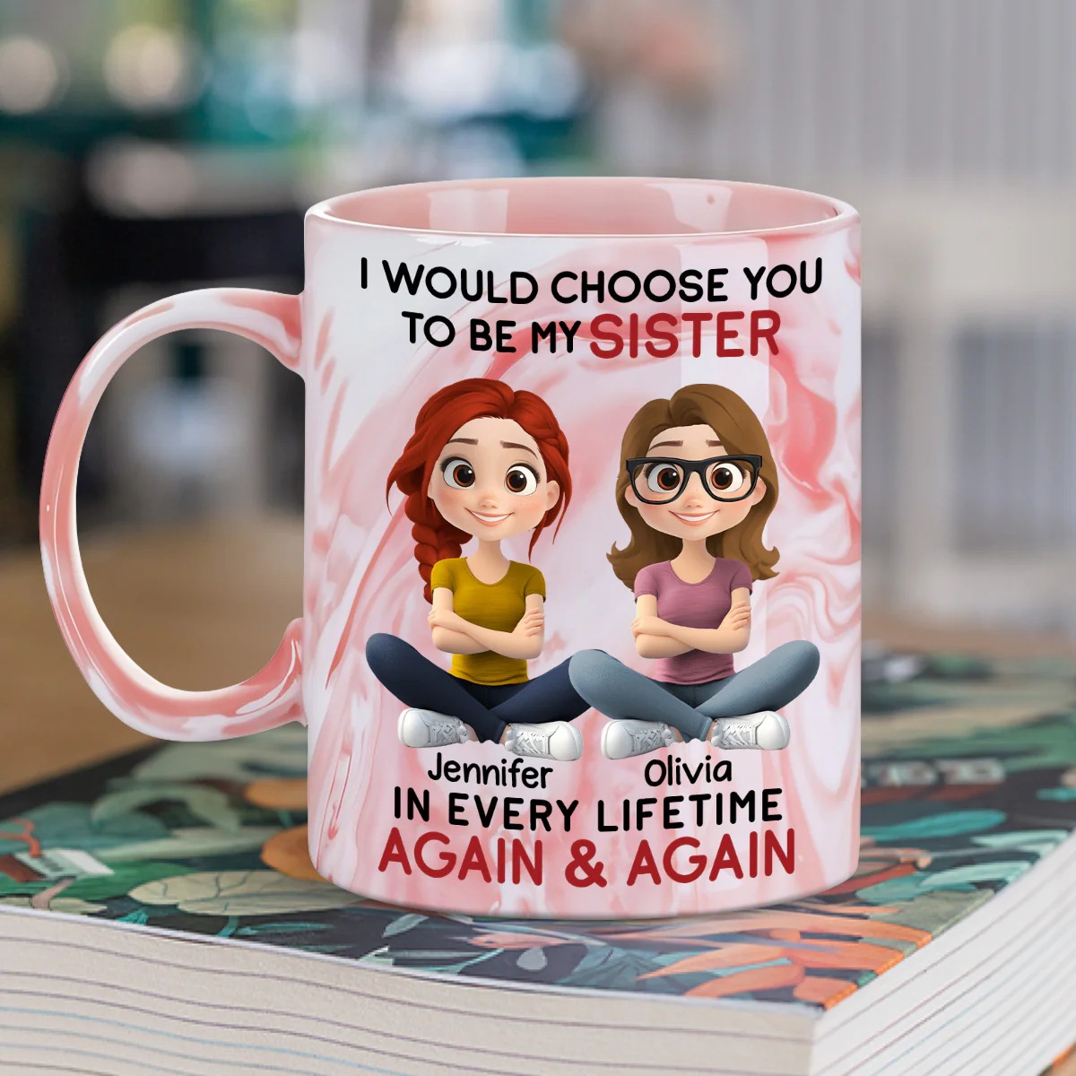 Choose You - Personalized Custom Pink Marble Mug - Image 2