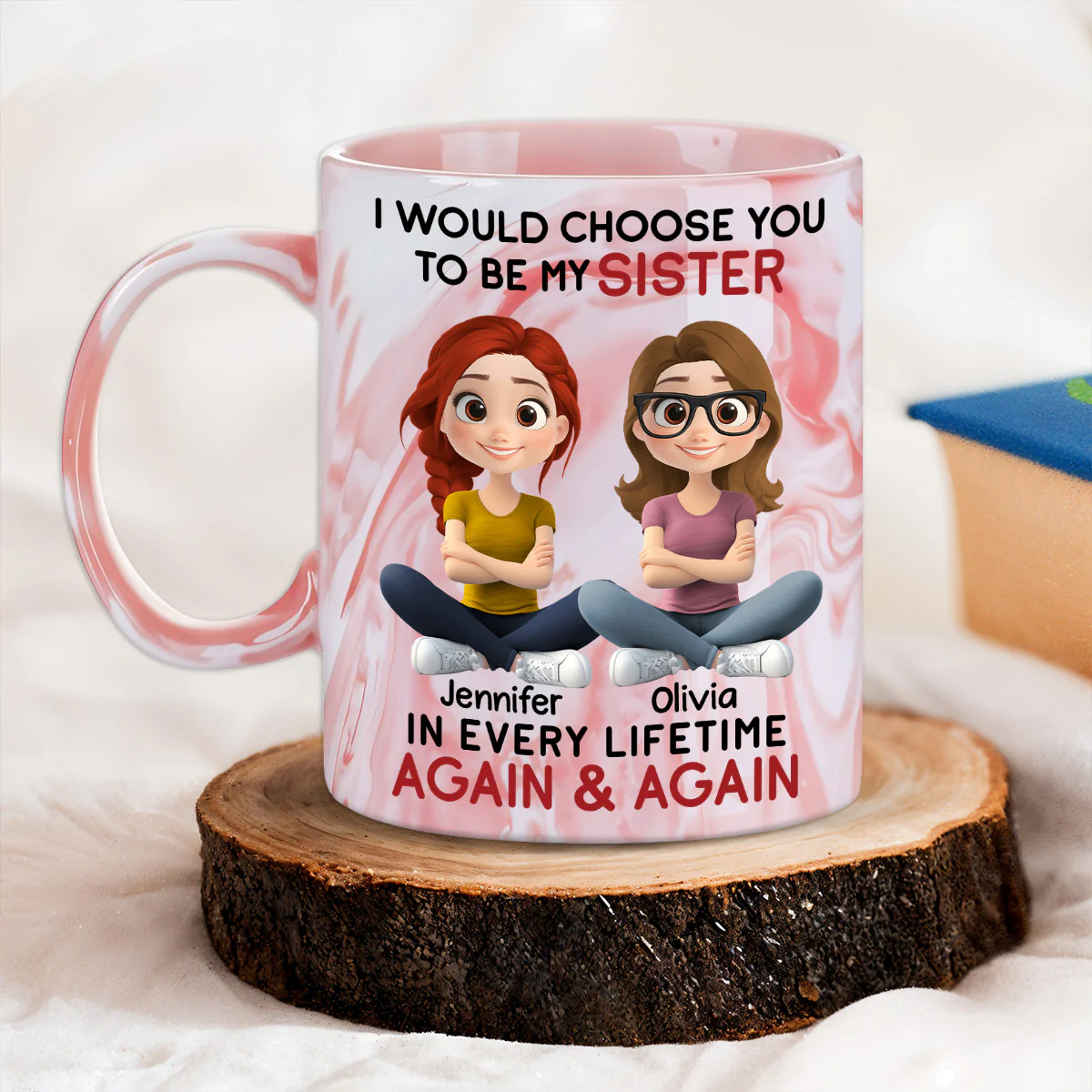 Choose You - Personalized Custom Pink Marble Mug - Image 3