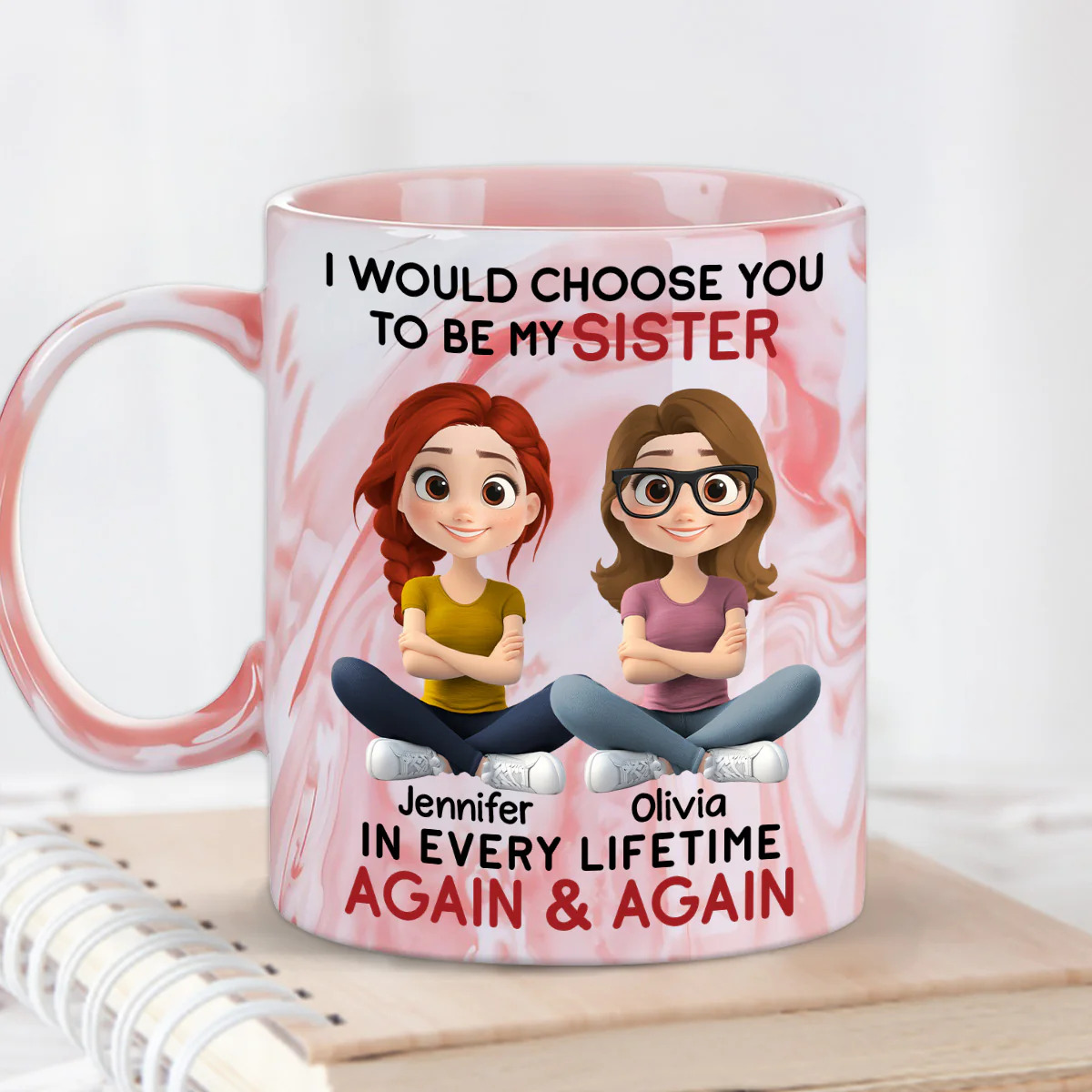 Choose You - Personalized Custom Pink Marble Mug - Image 4