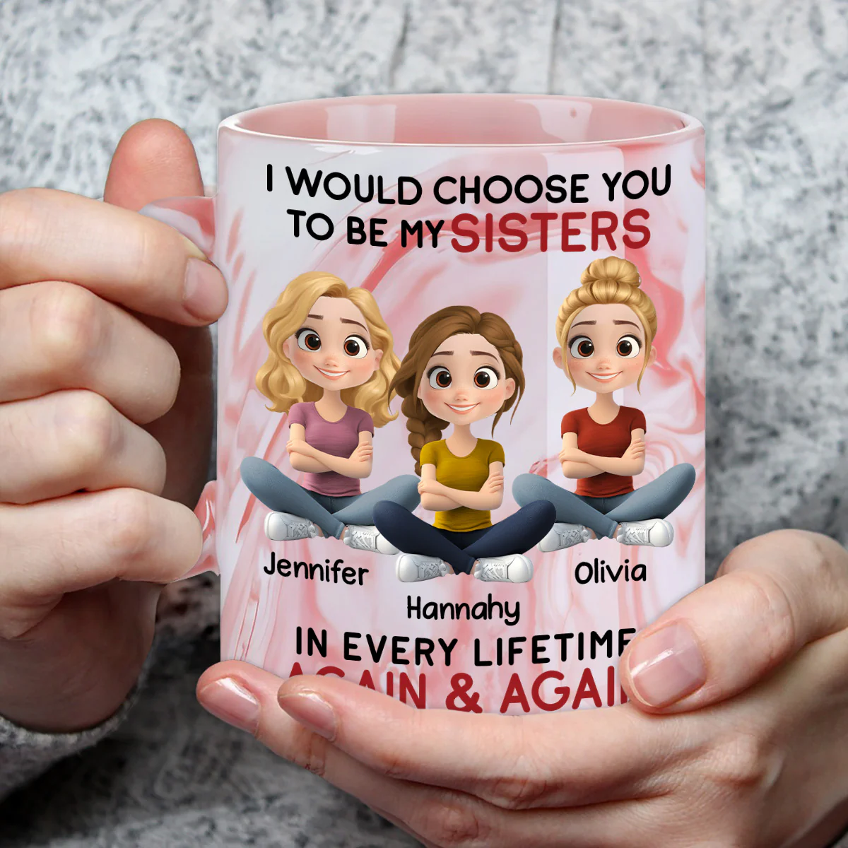 Choose You - Personalized Custom Pink Marble Mug - Image 5