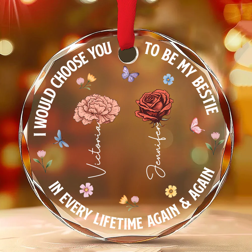 Choose You To Be My Sister - Personalized Custom Glass Ornament - Image 2