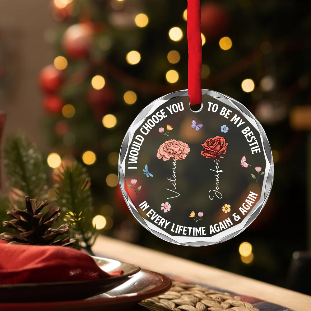 Choose You To Be My Sister - Personalized Custom Glass Ornament - Image 4