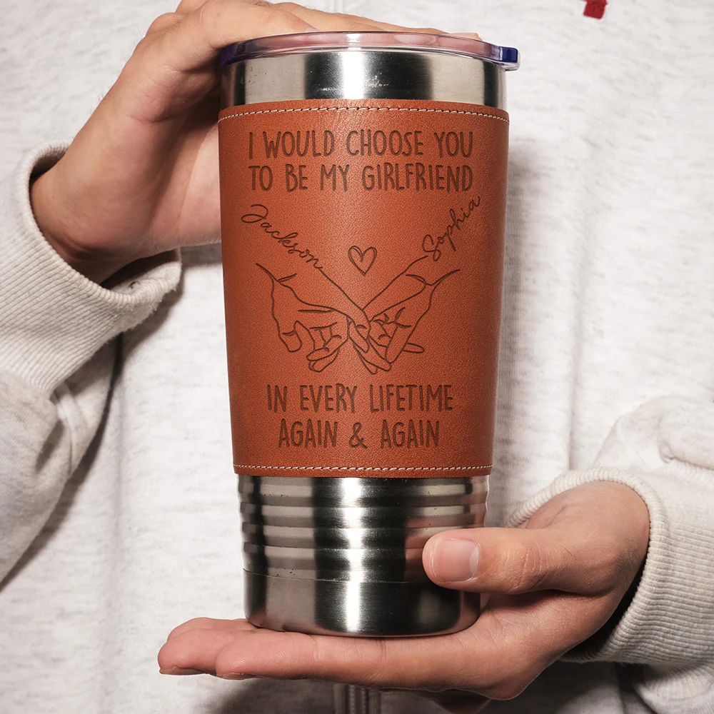 Choose You To Be My Wife Forever - Personalized Custom Engraved Leather Tumbler - Image 2