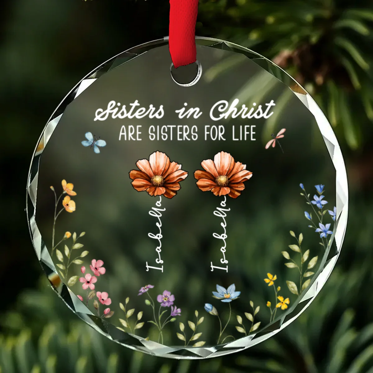 Christ Makes Sisters For Eternity -  Personalized Custom Glass Ornament - Image 7