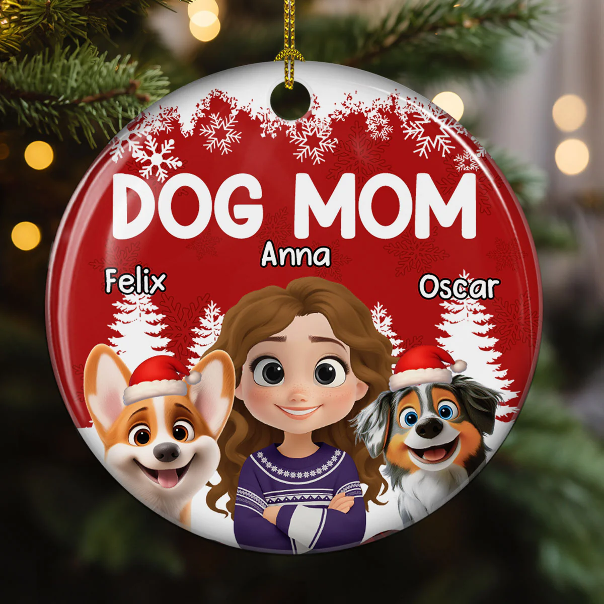 Christmas 2025 Dog Mom - Personalized Custom Ceramic Ornament - Image 2