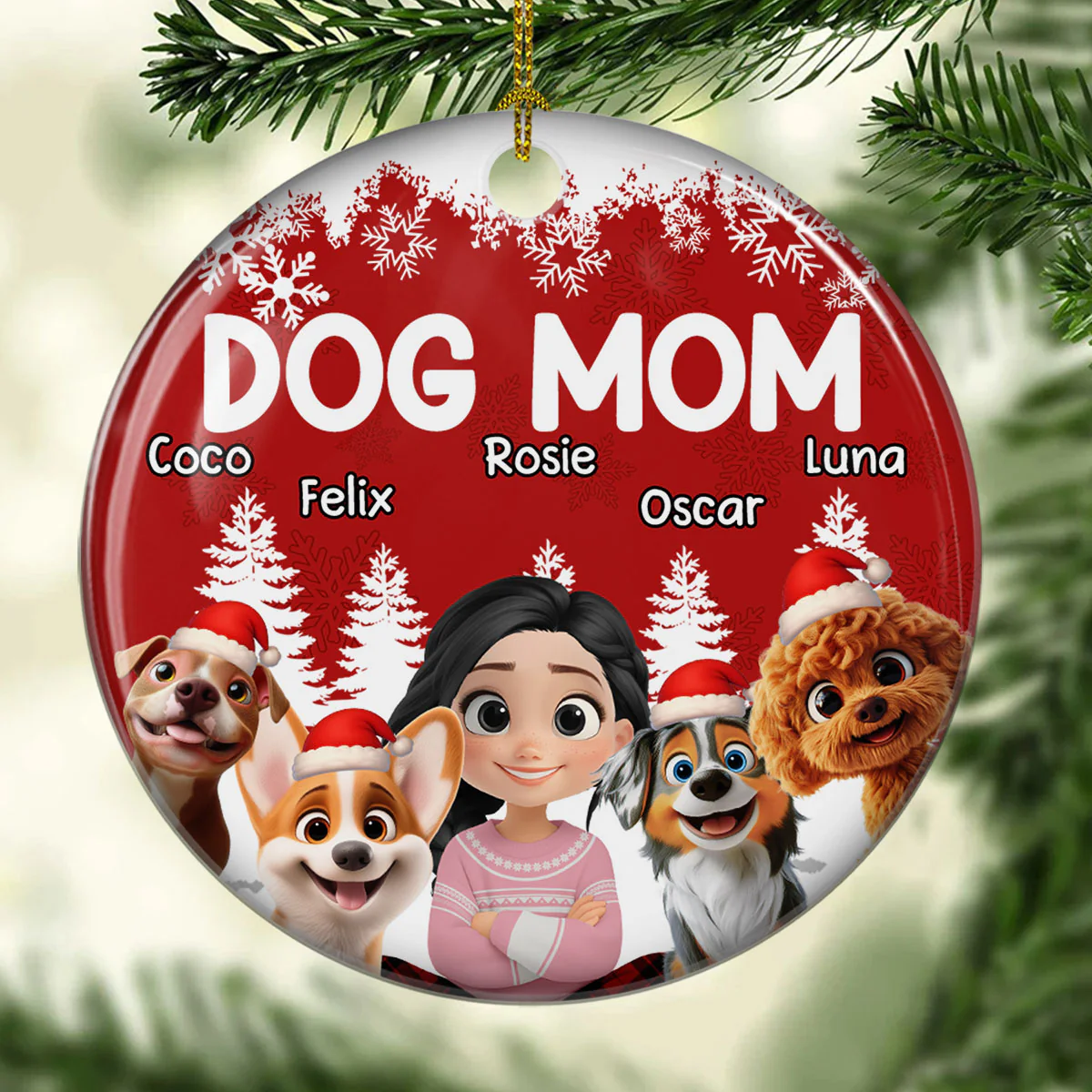 Christmas 2025 Dog Mom - Personalized Custom Ceramic Ornament - Image 4
