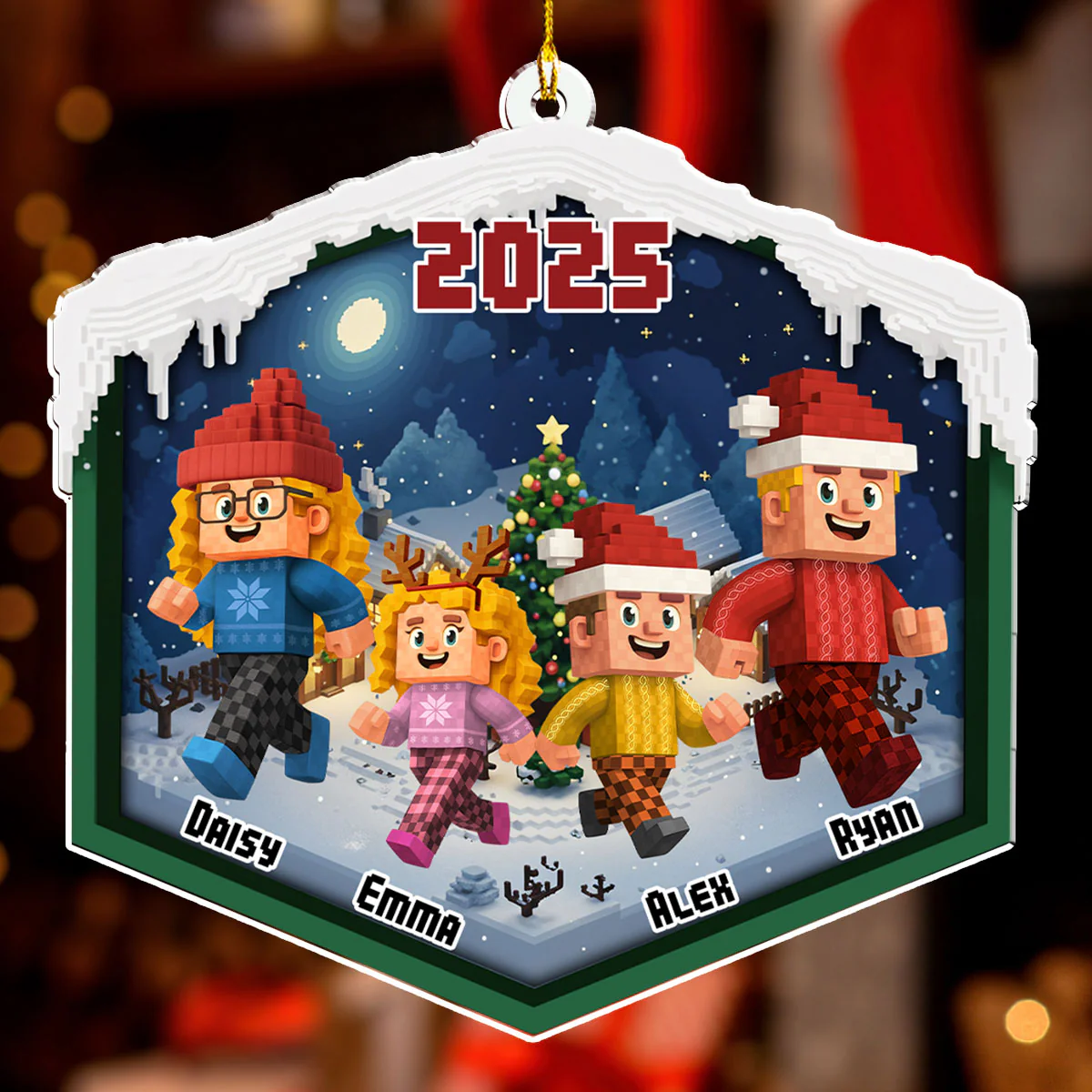 Christmas As A Family - Personalized Custom 3D Effect Acrylic Ornament - Image 2
