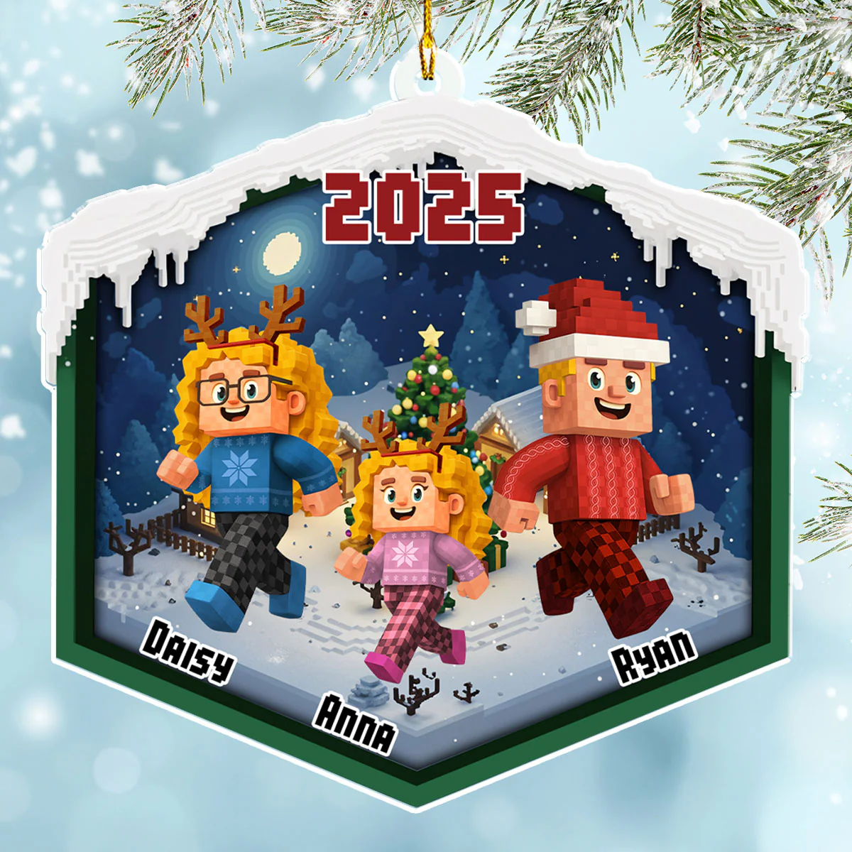 Christmas As A Family - Personalized Custom 3D Effect Acrylic Ornament - Image 4