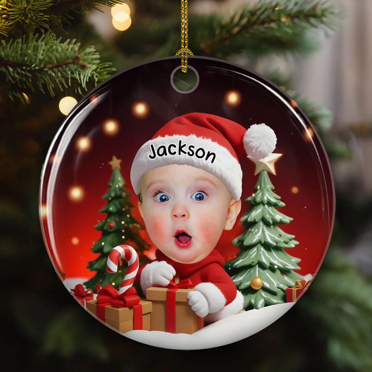 Christmas Baby - Personalized Custom Ceramic Ornament - Image 2