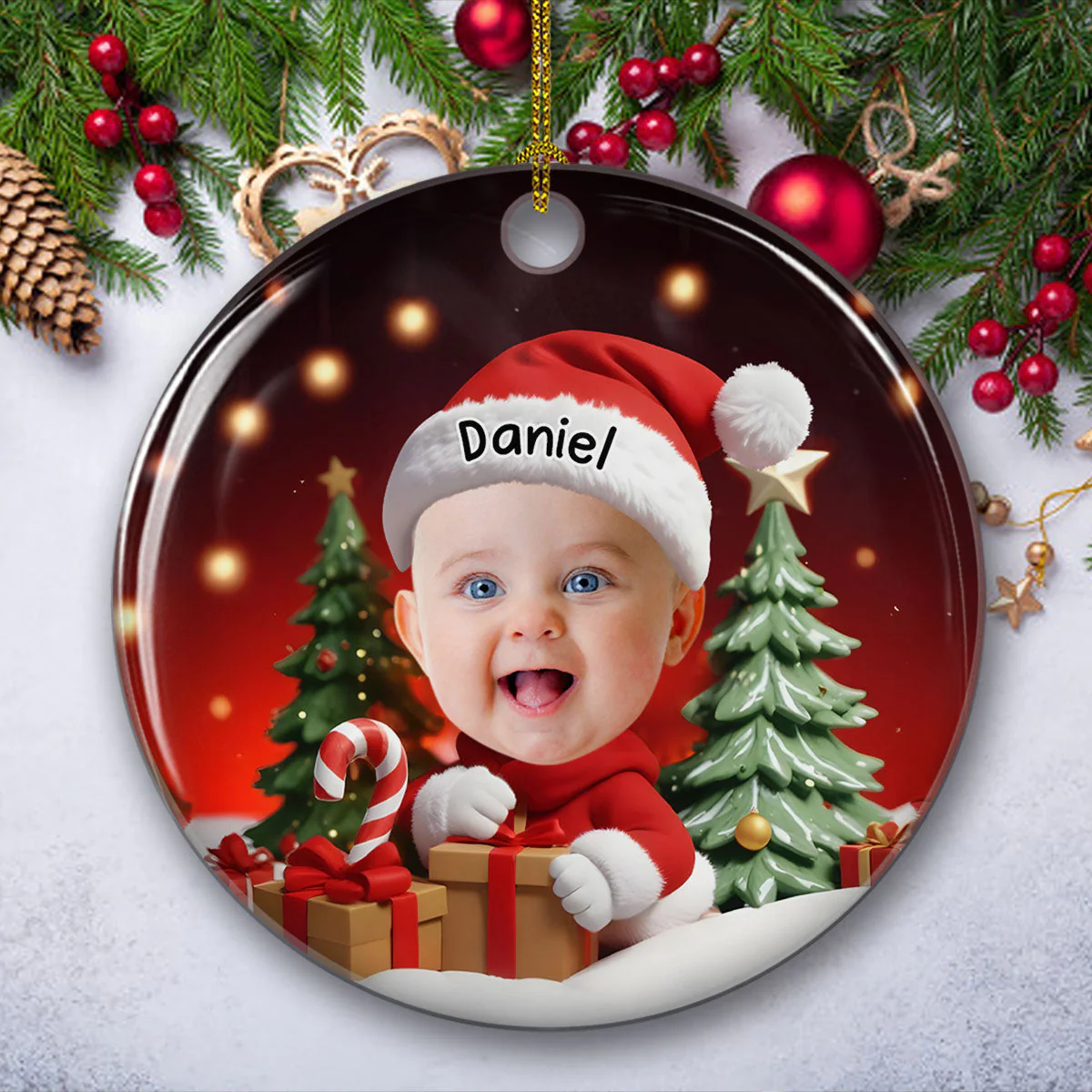 Christmas Baby - Personalized Custom Ceramic Ornament - Image 4