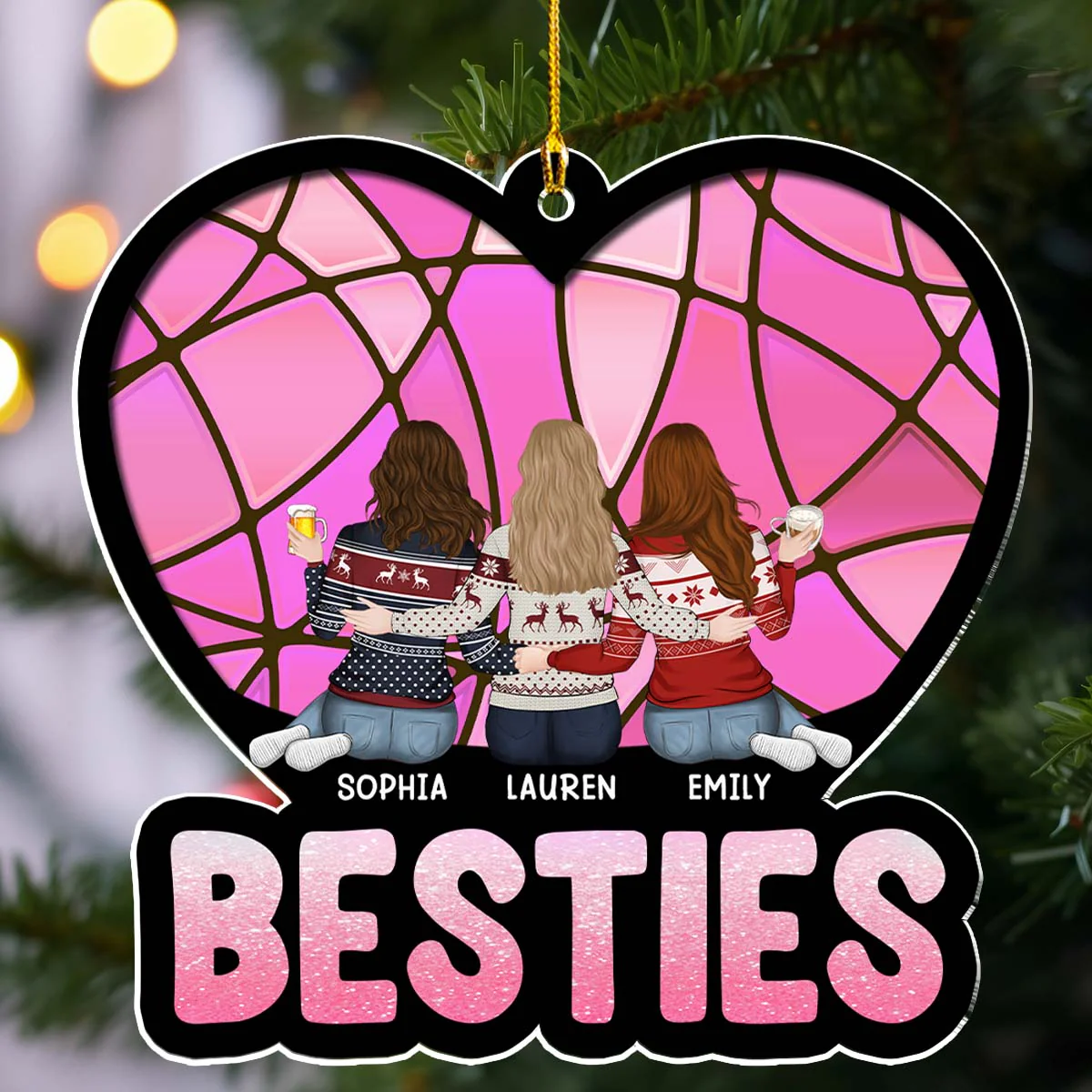 Christmas Besties - Personalized Custom Acrylic Ornament - Image 4