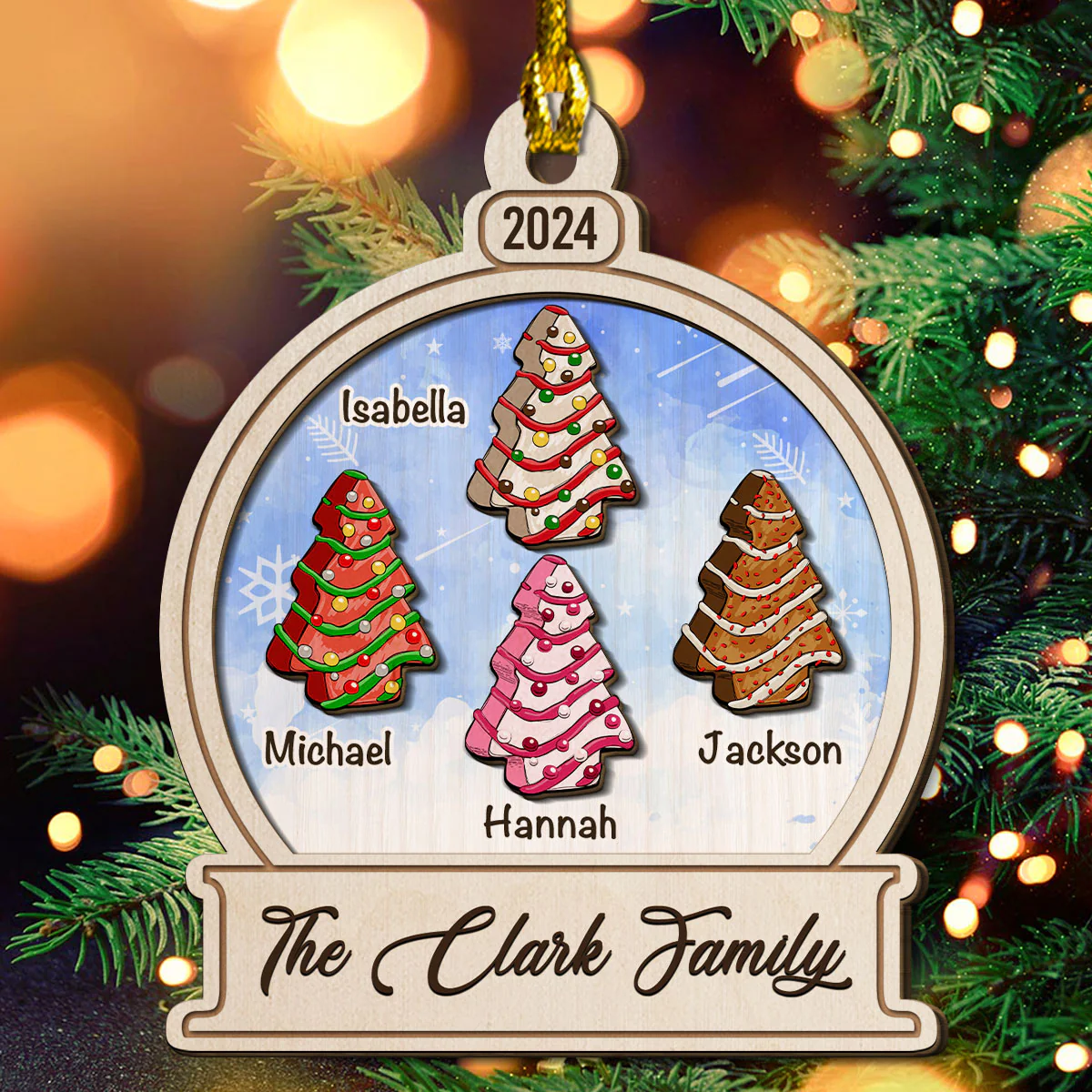 Christmas Cake - Personalized Custom Freeshape 2-Layered Wood Ornament - Image 2