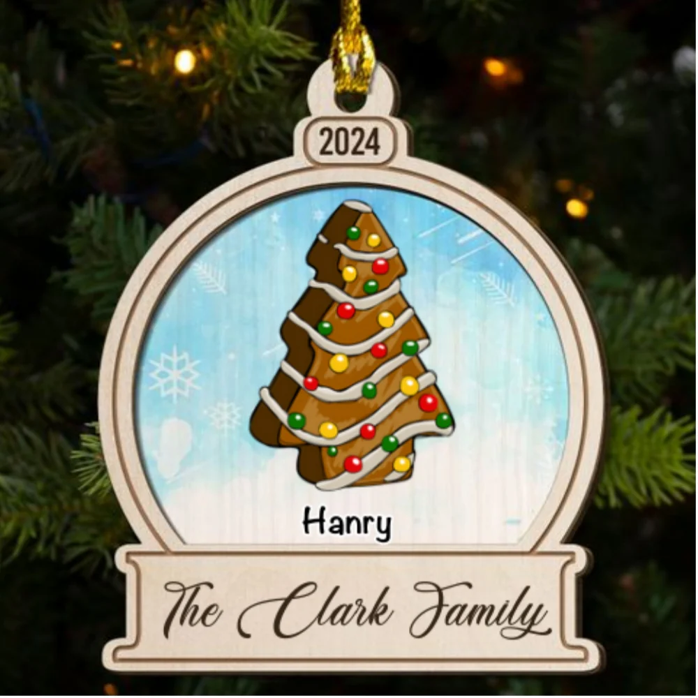 Christmas Cake - Personalized Custom Freeshape 2-Layered Wood Ornament - Image 6