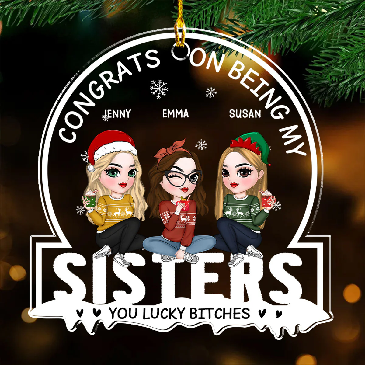 Christmas Congrats On Being My Bestie - Personalized Custom Acrylic Ornament - Image 2