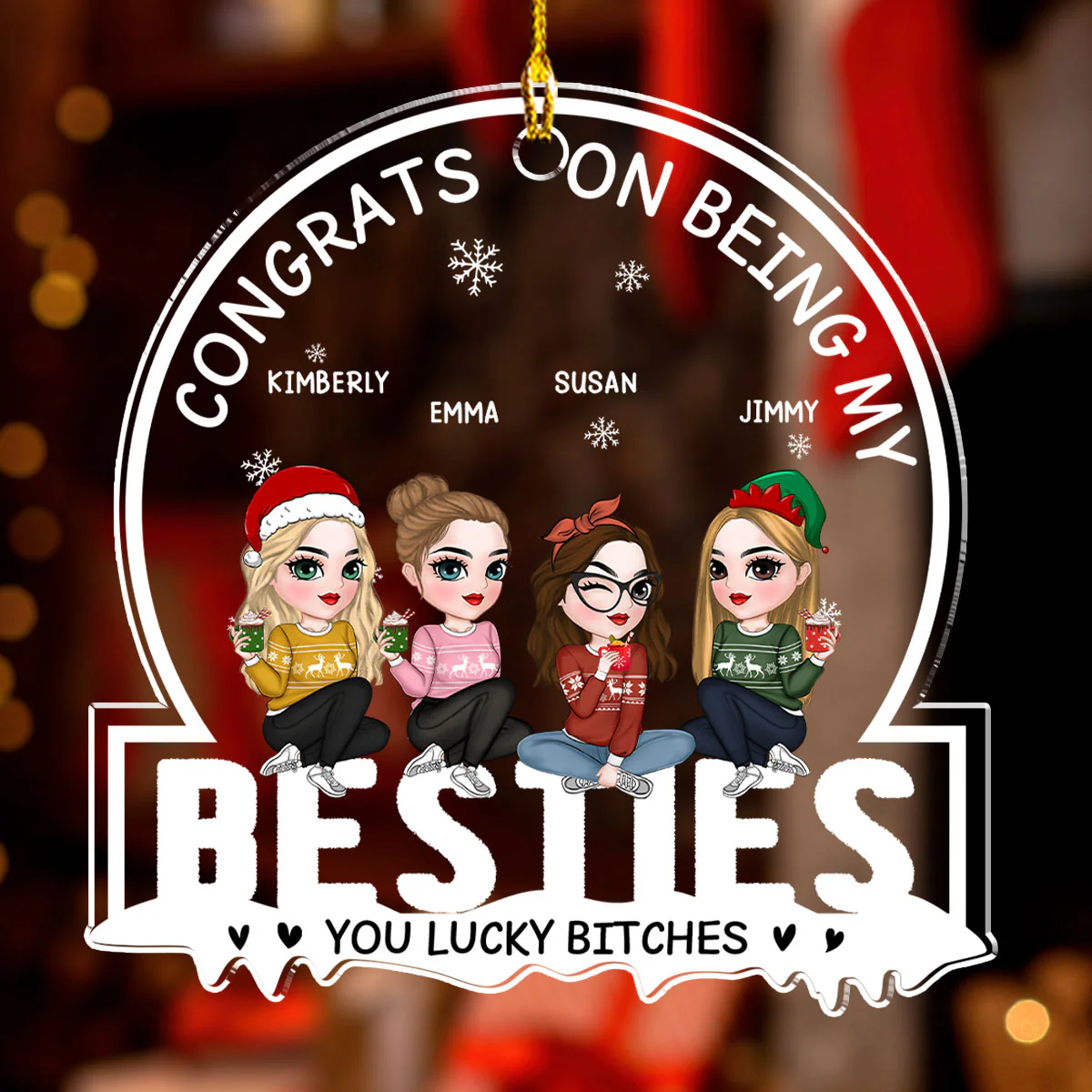 Christmas Congrats On Being My Bestie - Personalized Custom Acrylic Ornament - Image 3