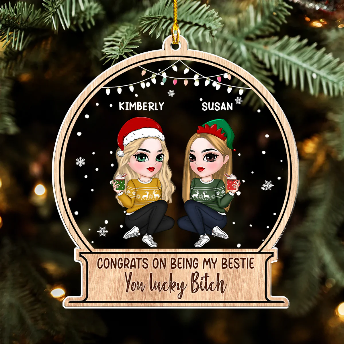 Christmas Congrats On Being My Bestie Sister Coworker - Personalized Custom Acrylic Ornament - Image 2