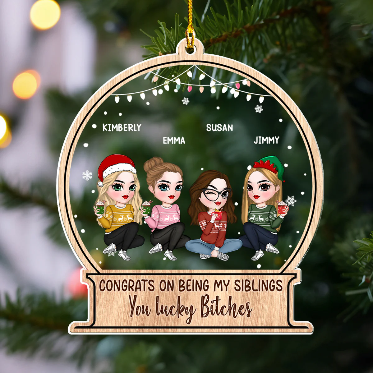 Christmas Congrats On Being My Bestie Sister Coworker - Personalized Custom Acrylic Ornament - Image 3