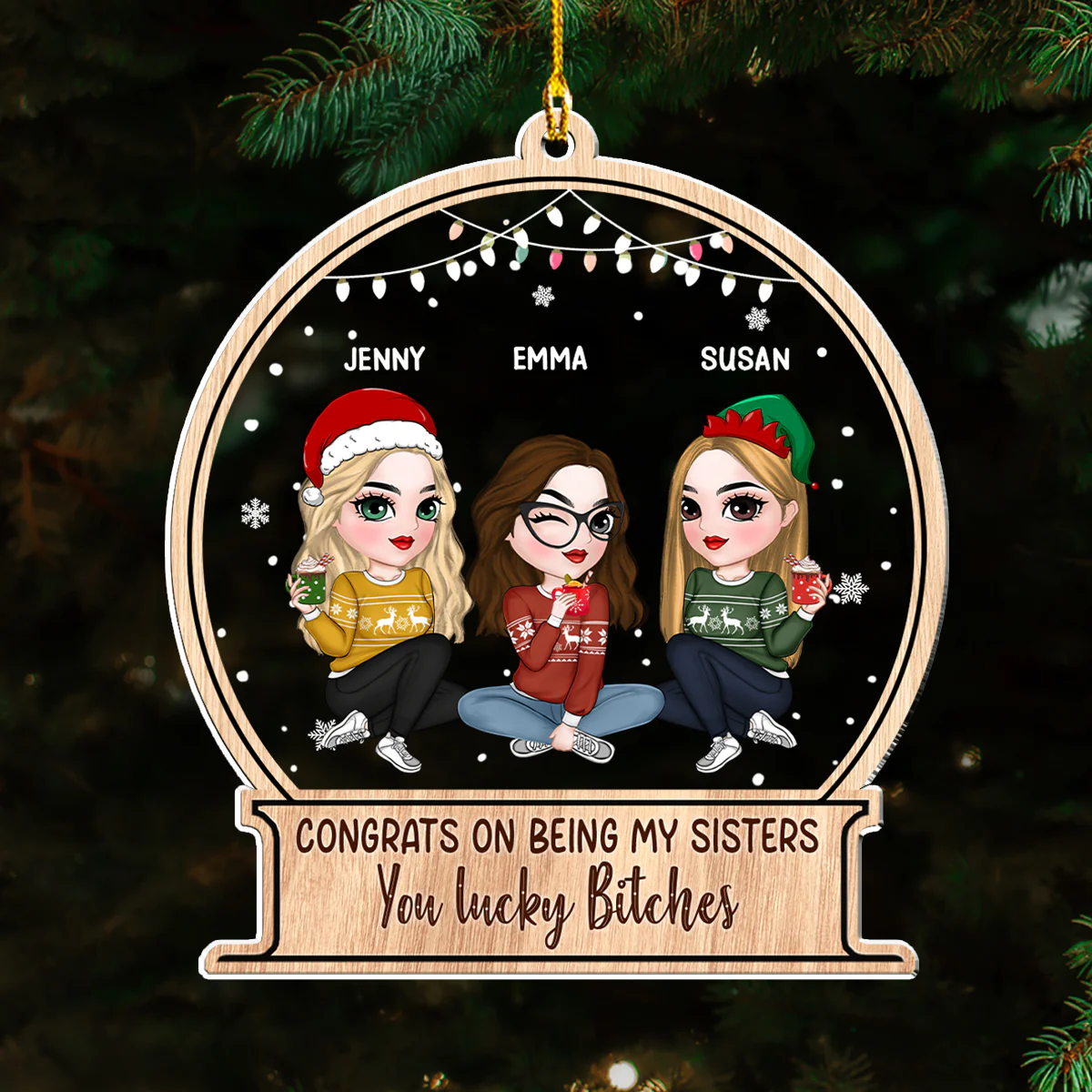 Christmas Congrats On Being My Bestie Sister Coworker - Personalized Custom Acrylic Ornament - Image 5