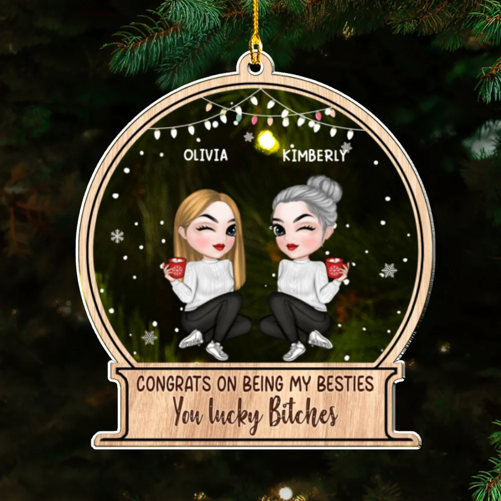 Christmas Congrats On Being My Bestie Sister Coworker - Personalized Custom Acrylic Ornament - Image 6