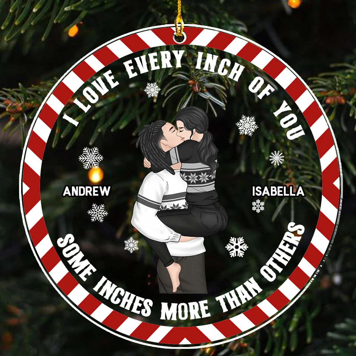 Christmas Couple Love Every Inch Of You - Personalized Custom Acrylic Ornament - Image 3