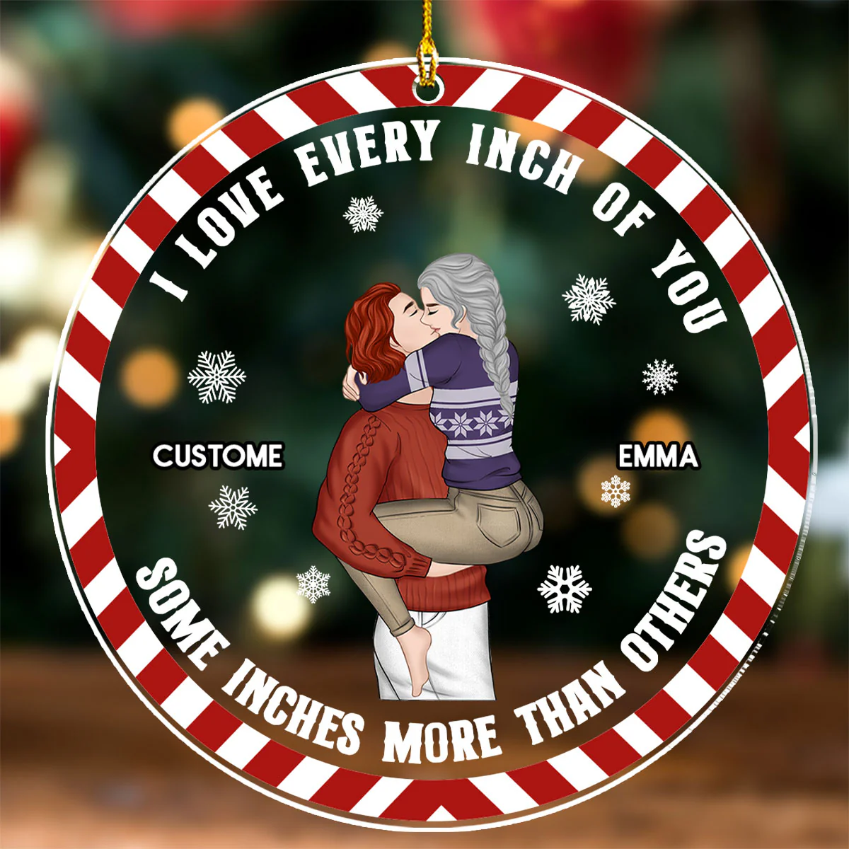 Christmas Couple Love Every Inch Of You - Personalized Custom Acrylic Ornament - Image 4