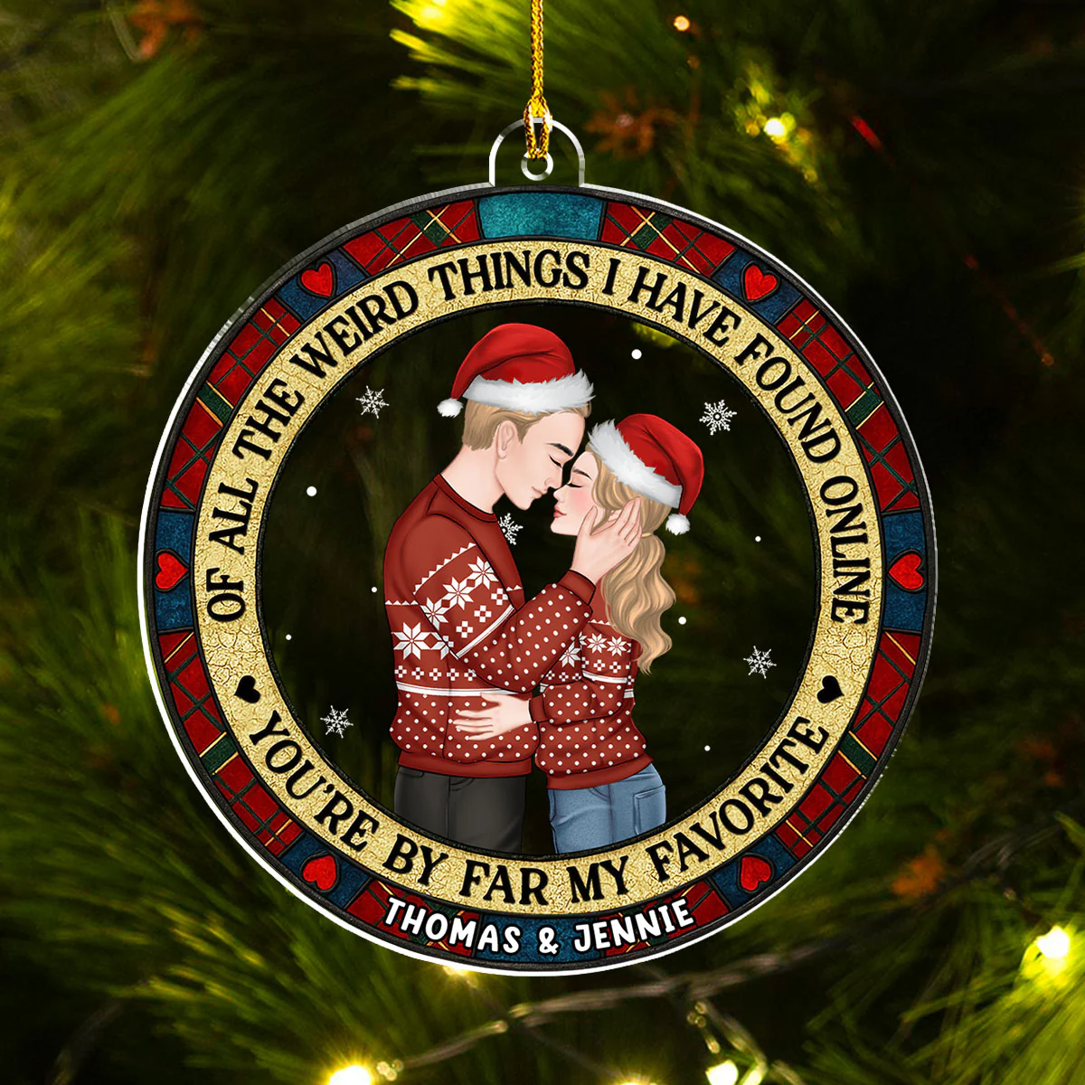 Christmas Couple You Are My Favorite By Far - Personalized Custom Acrylic Ornament - Image 4
