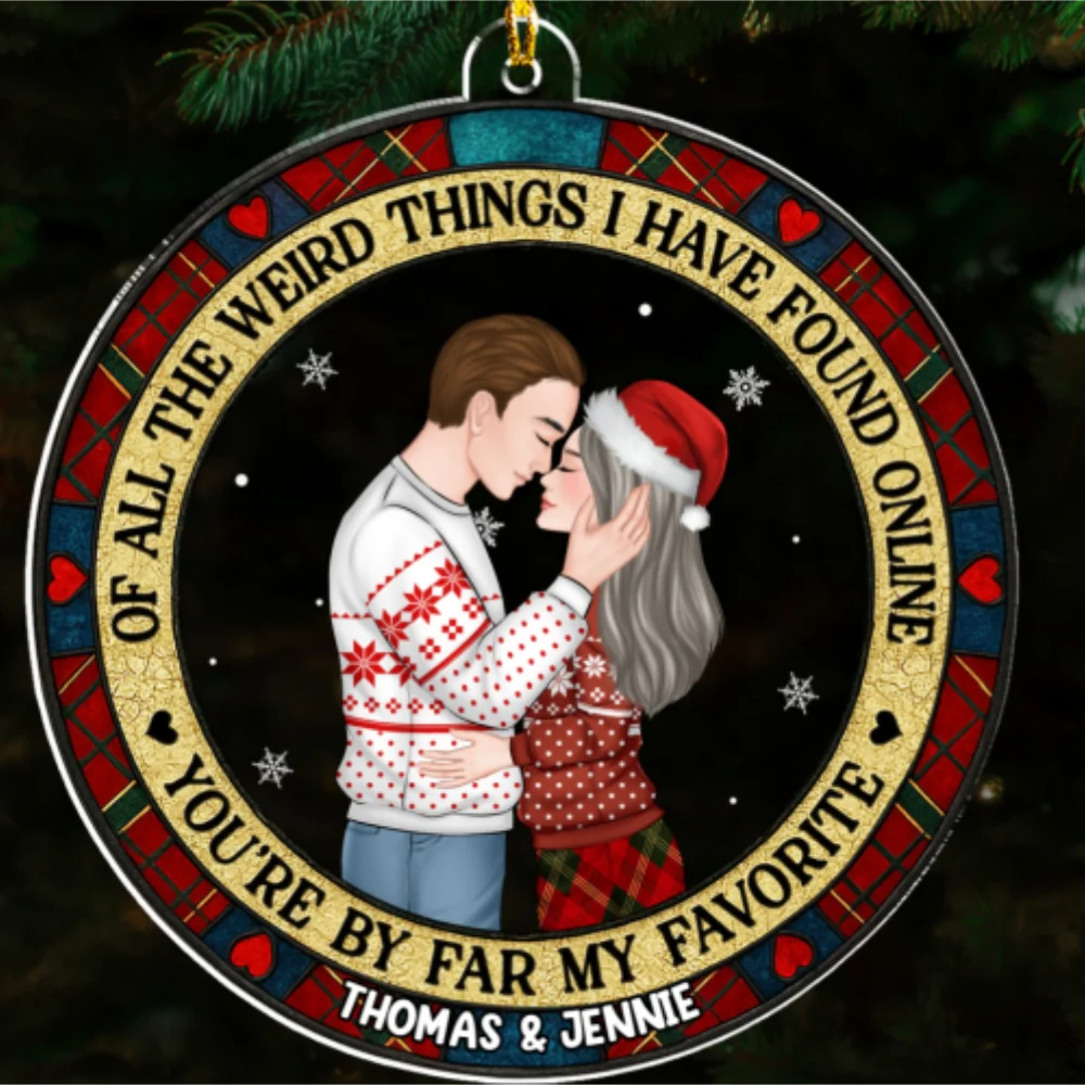 Christmas Couple You Are My Favorite By Far - Personalized Custom Acrylic Ornament - Image 6