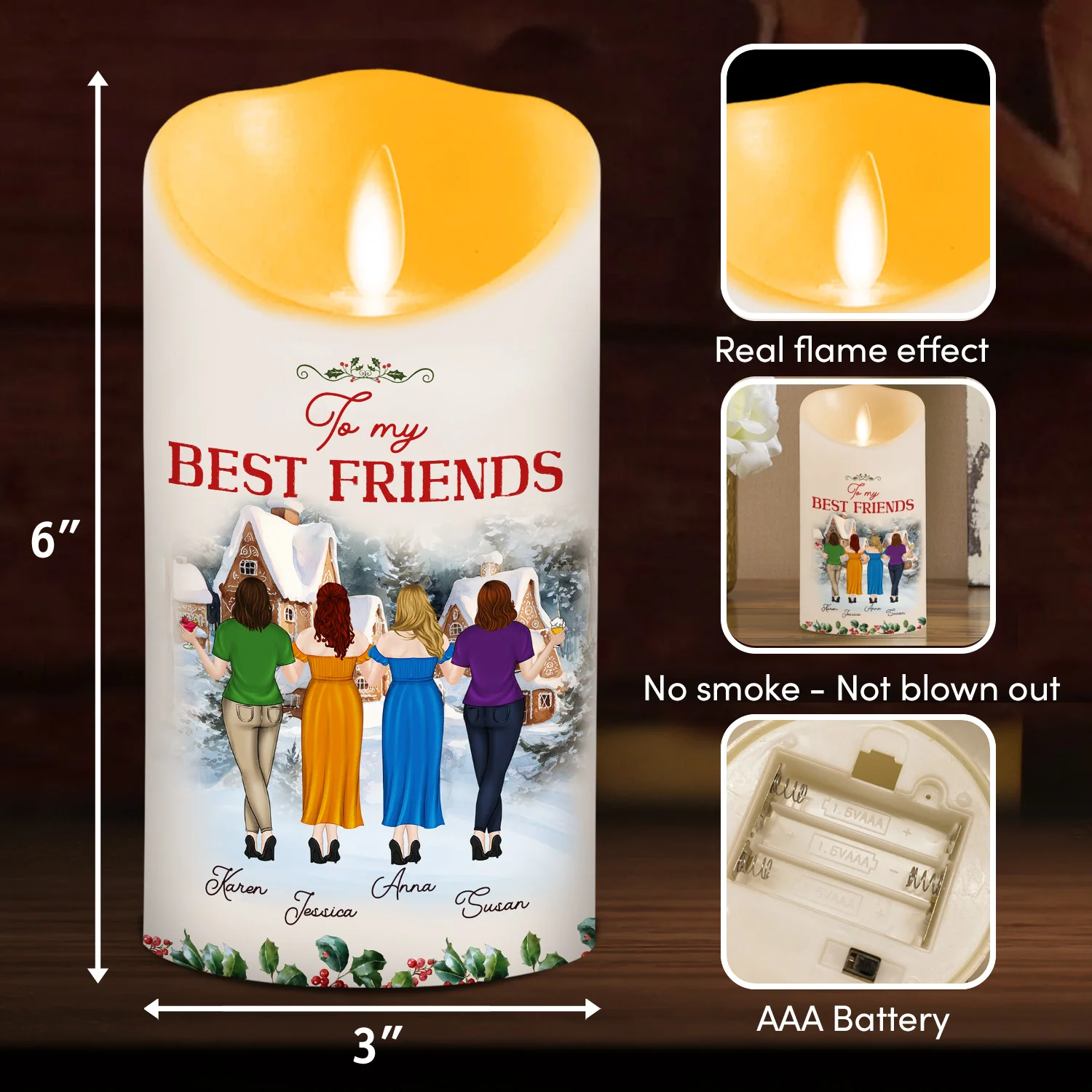 Christmas Cozy Crew - Personalized Custom LED Candle - Image 6
