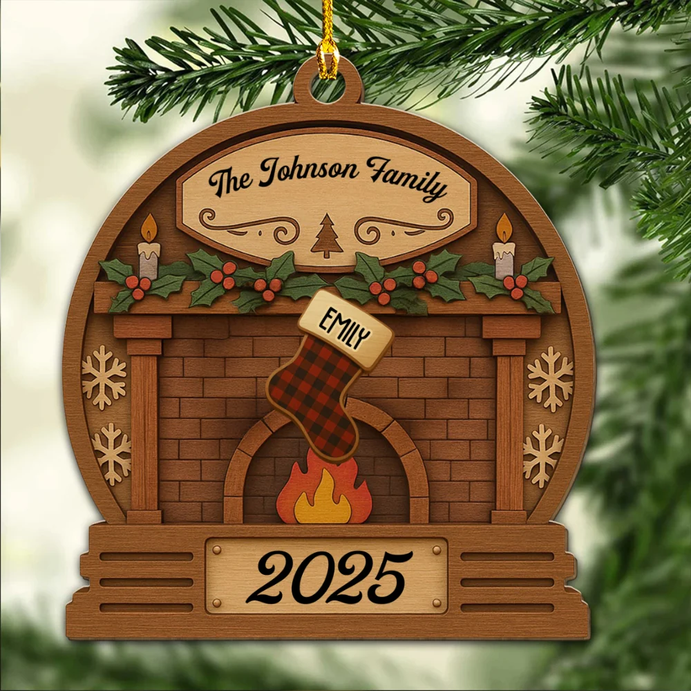 Christmas Eve Stockings - Personalized Custom Wood Ornament - Image 5