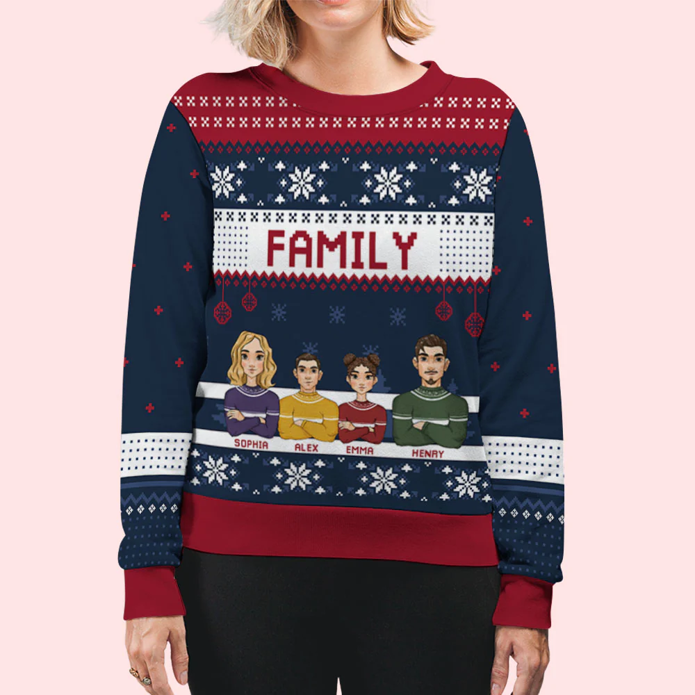 Christmas Family - Personalized Custom All-Over-Print Sweatshirt - Image 5