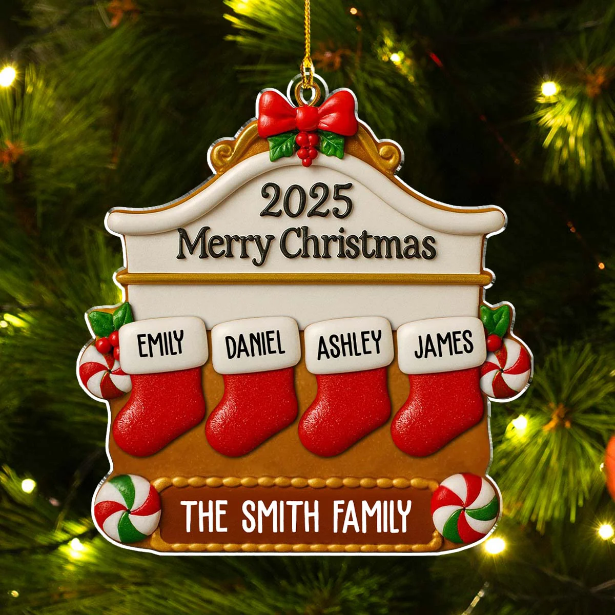 Christmas Family Stocking - Personalized Custom Acrylic Ornament - Image 2