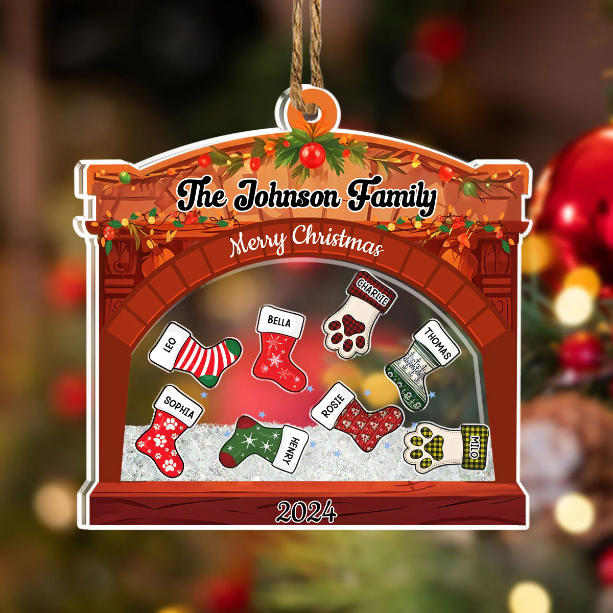 Christmas Family Stockings - Personalized Custom Acrylic Shaker Ornament - Image 2