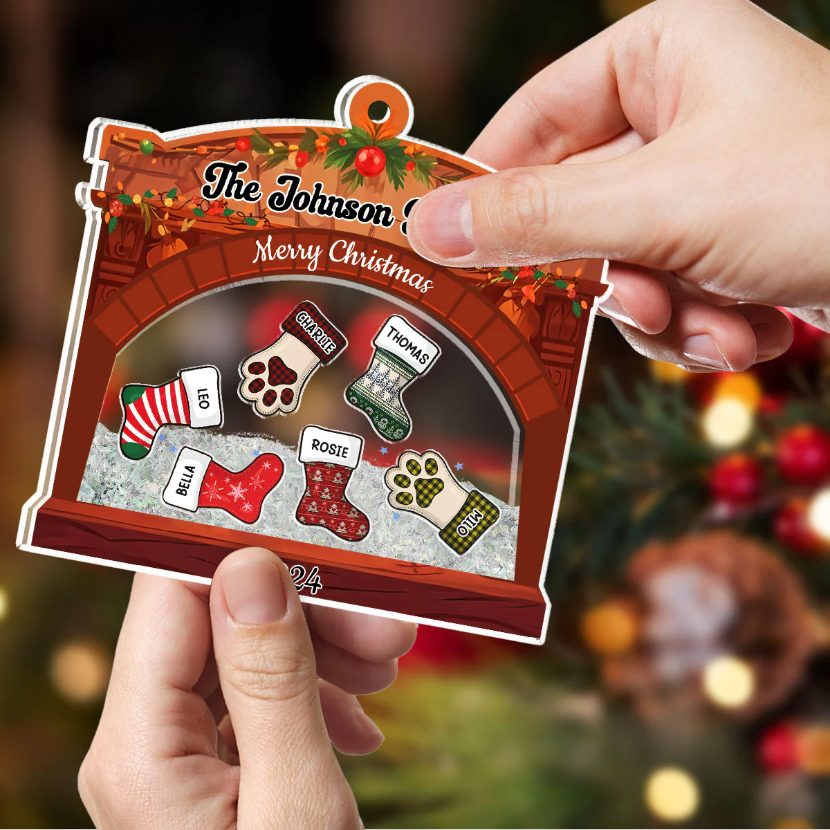Christmas Family Stockings - Personalized Custom Acrylic Shaker Ornament - Image 3
