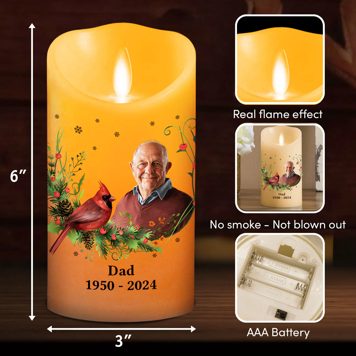 Christmas In Heaven Empty Chair - Personalized Custom LED Candle - Image 6