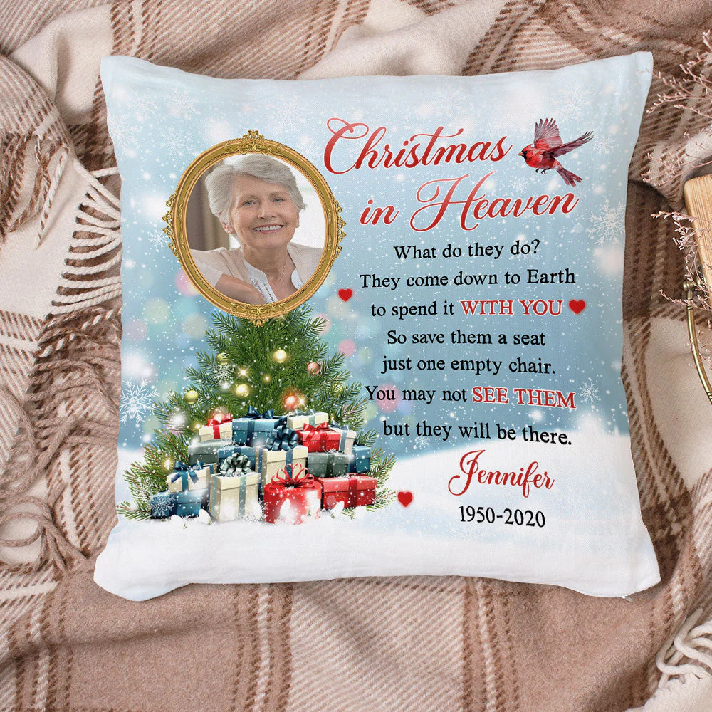 Christmas In Heaven - Personalized Custom Throw Pillow - Image 2