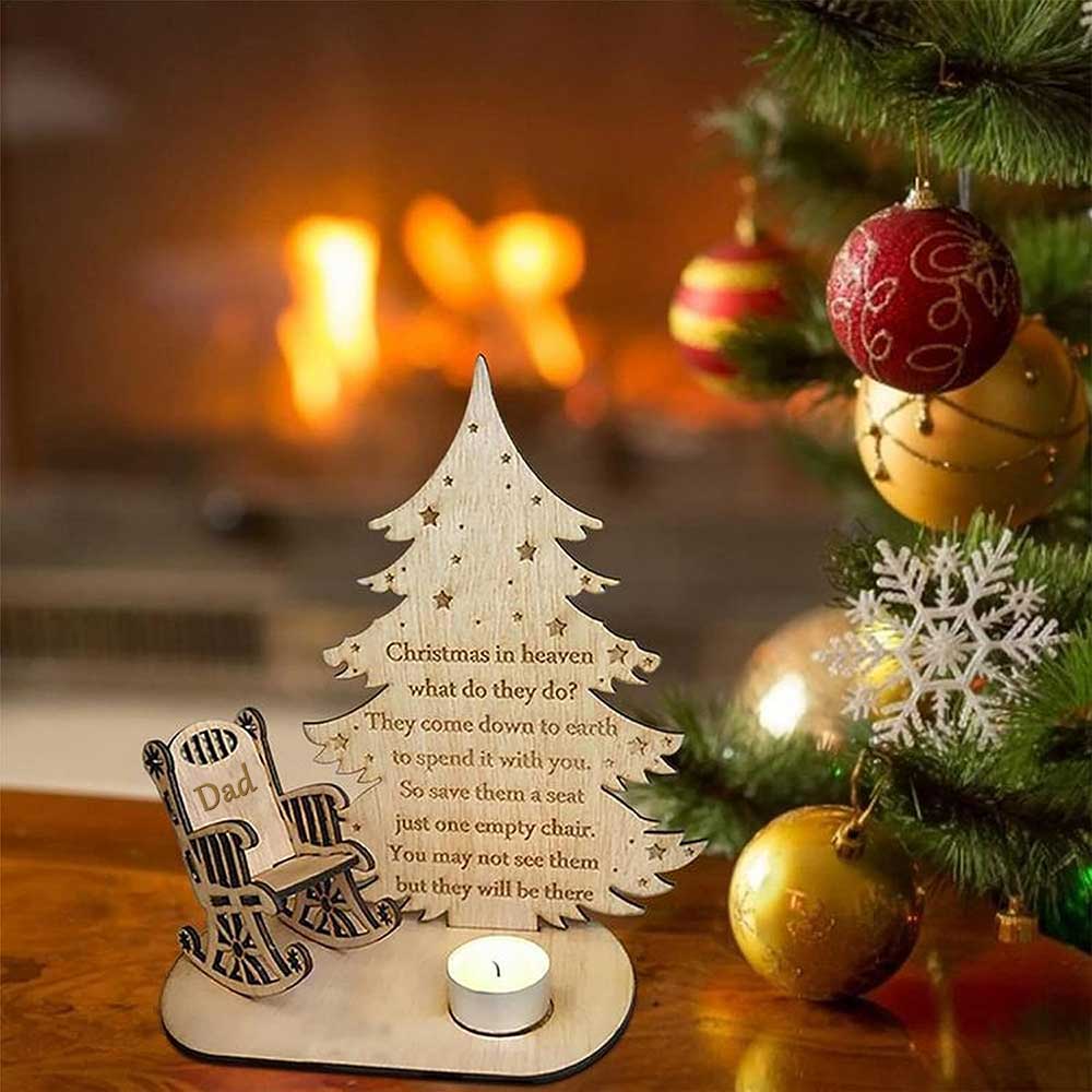 Christmas In Heaven With Chair - Personalized Custom Candle Holder - Image 2
