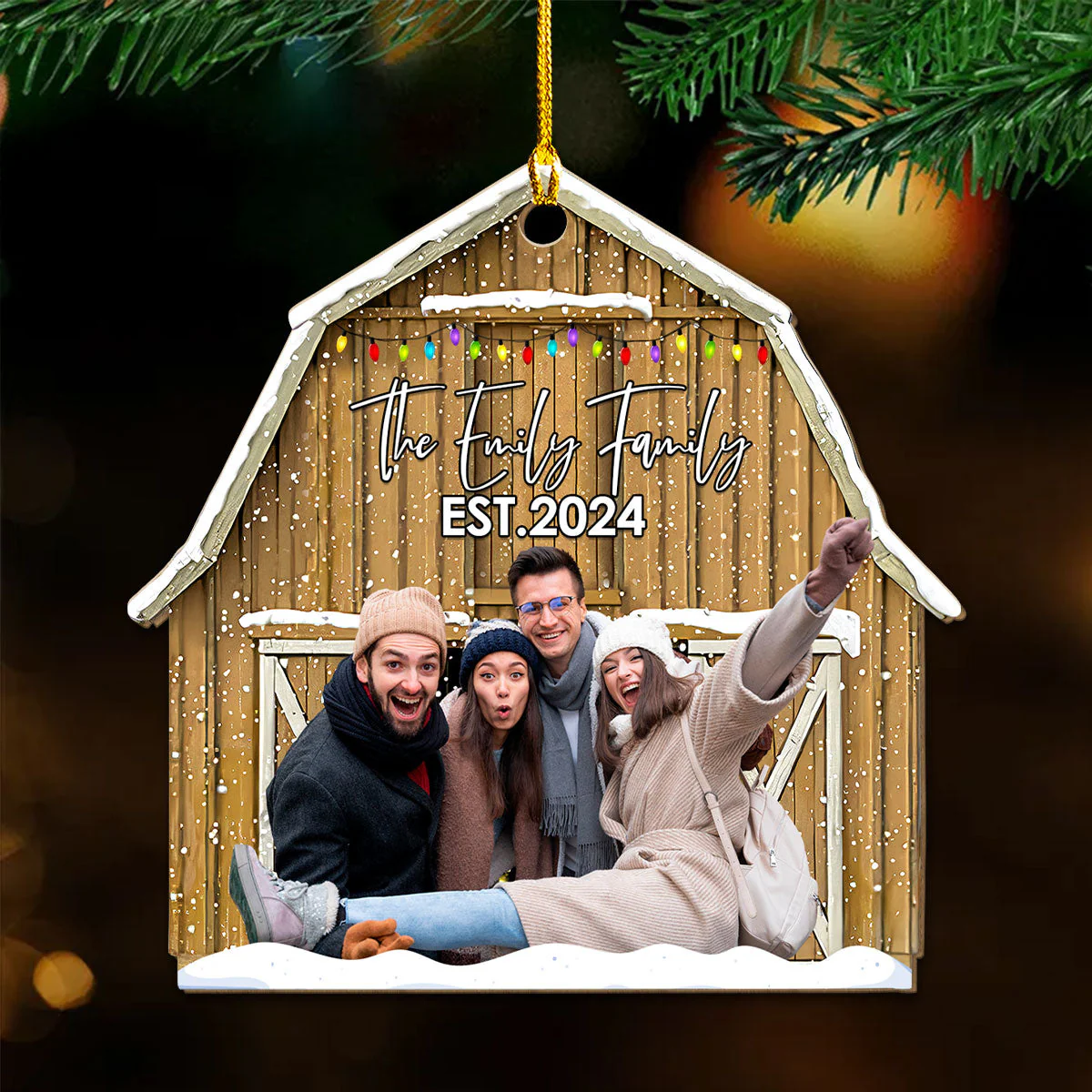 Christmas In The Barn - Personalized Custom Wood Ornament - Image 4