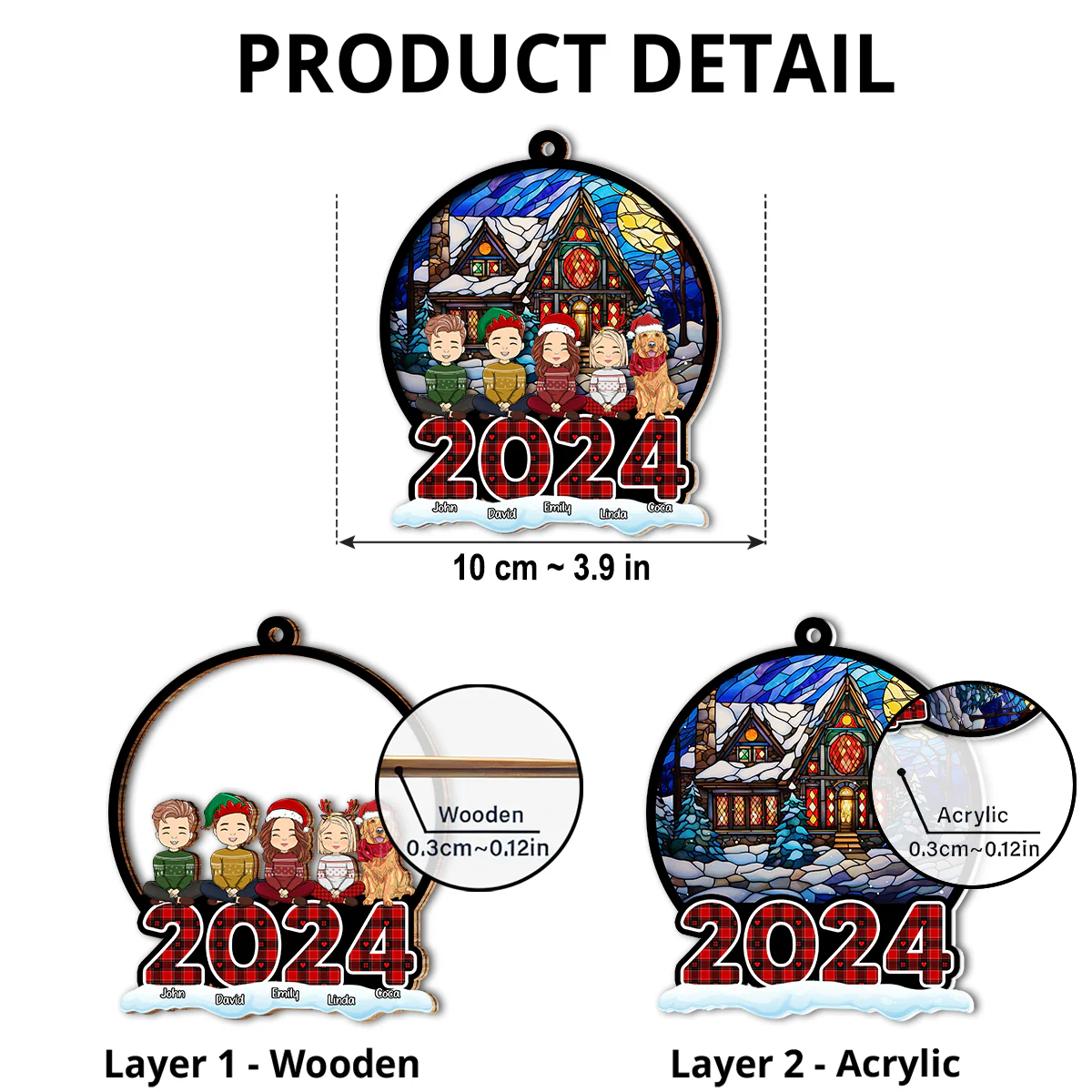 Christmas Is A Time For Family - Personalized Custom Suncatcher Ornament - Image 5