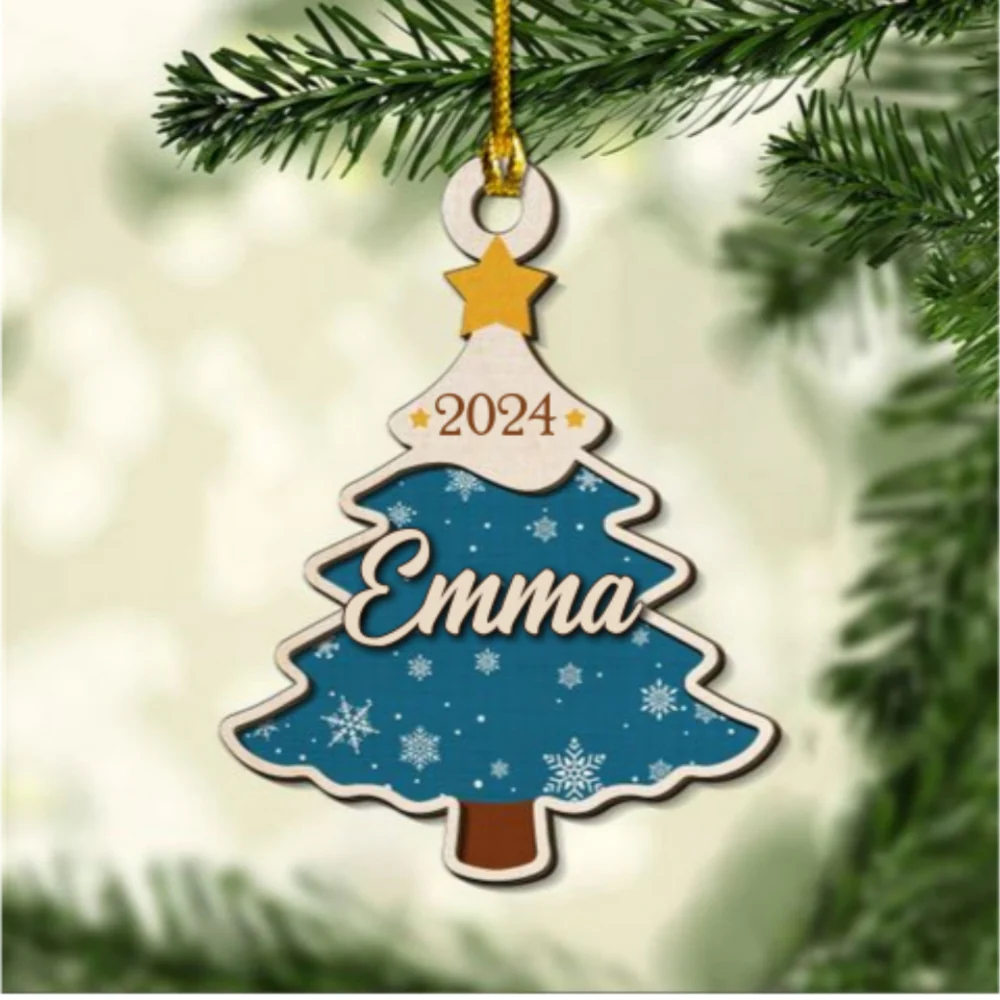 Christmas Name - Personalized Custom 2-Layered Wood Ornament - Image 5