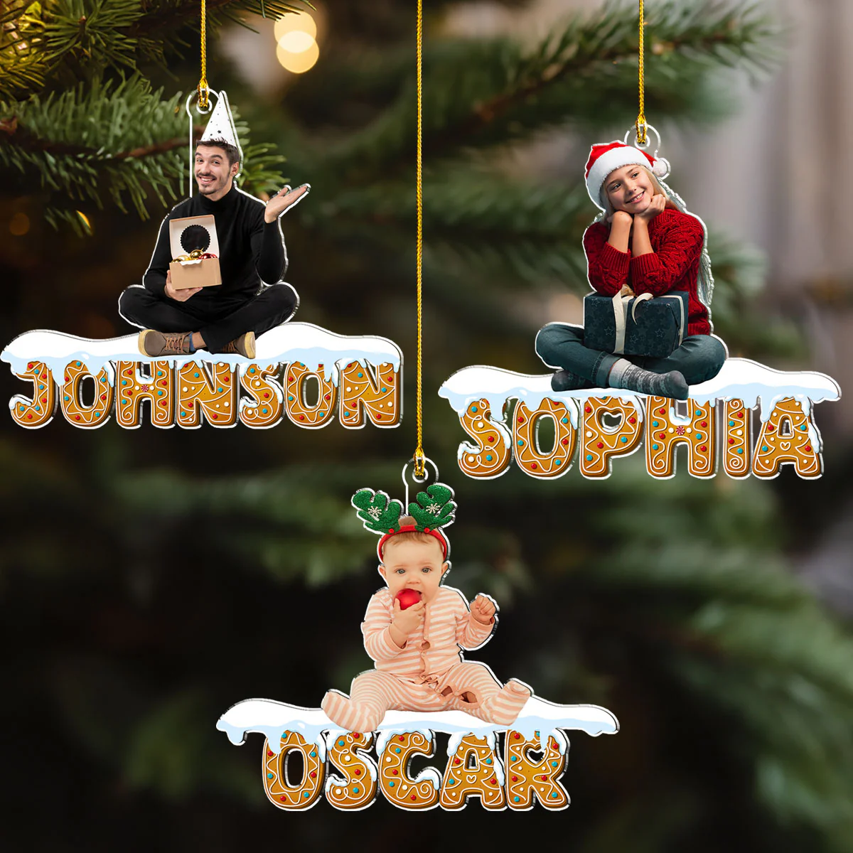 Christmas Name With Photo - Personalized Custom Acrylic Ornament