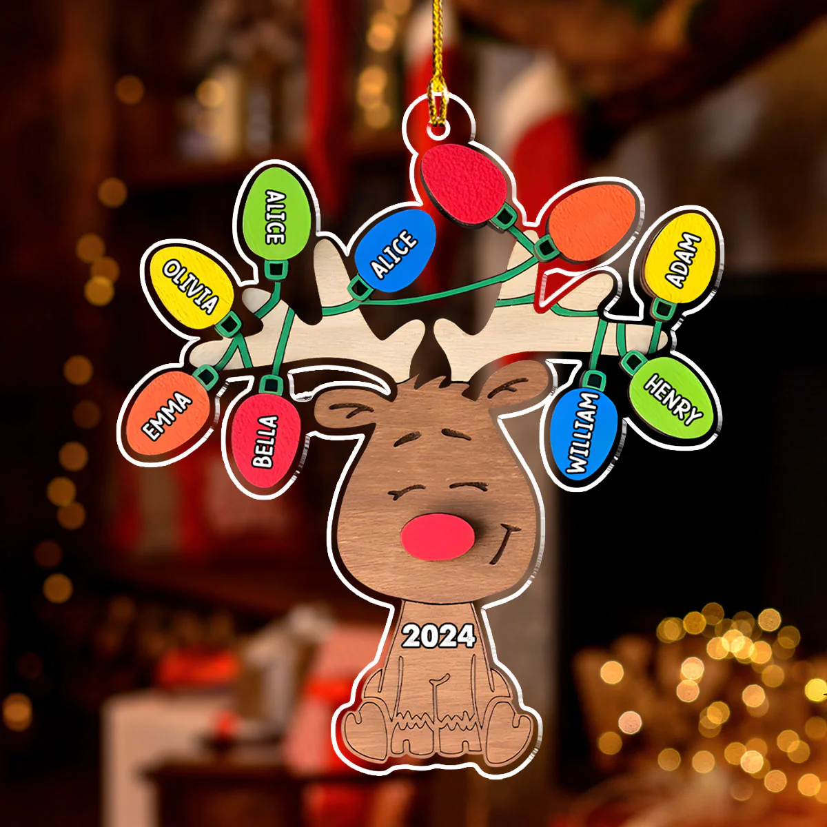 Christmas Reindeer Family - Personalized Custom Acrylic Ornament - Image 4