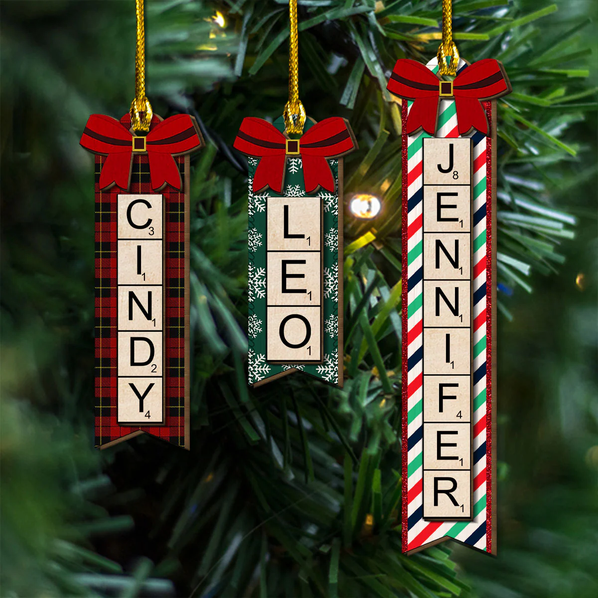Christmas Scrabble - Personalized Custom Freeshape 2-Layered Wood Ornament - Image 5