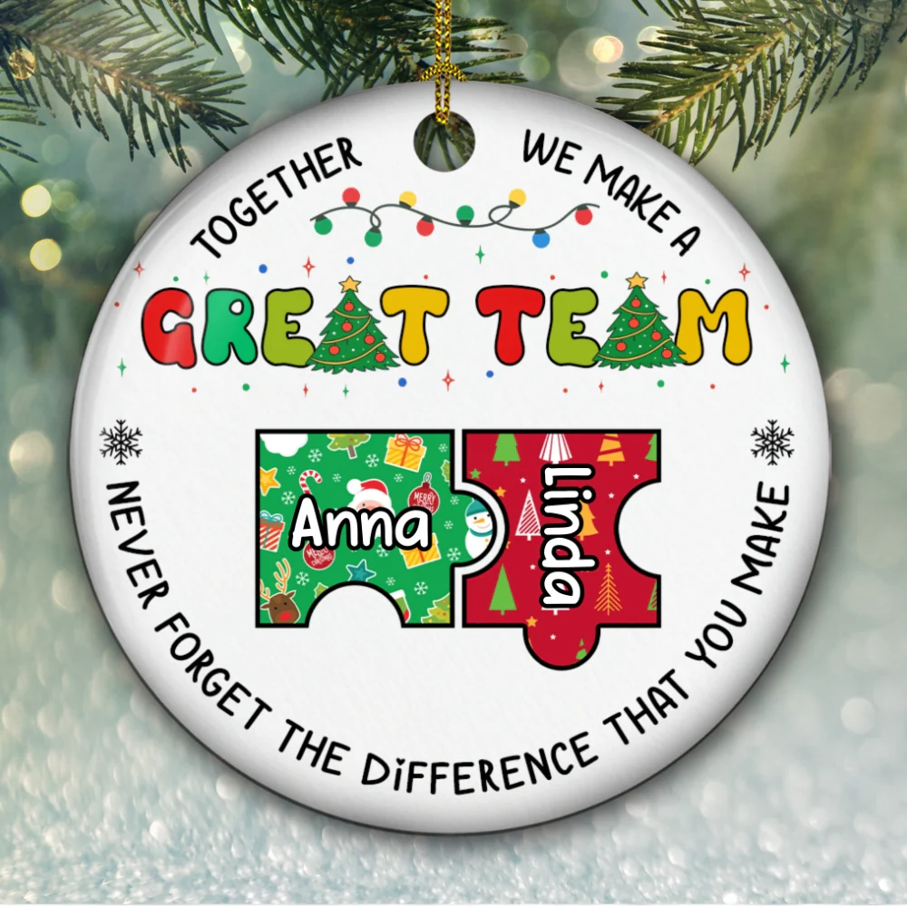 Christmas Shines Brighter With You - Personalized Custom Ceramic Ornament - Image 5