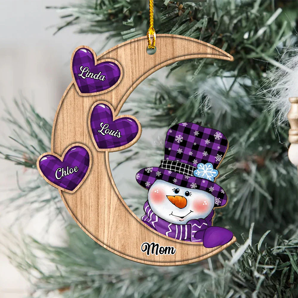 Christmas Snowman - Personalized Custom 3D Inflated Effect Wood Ornament - Image 2