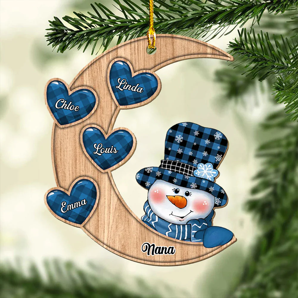 Christmas Snowman - Personalized Custom 3D Inflated Effect Wood Ornament - Image 3