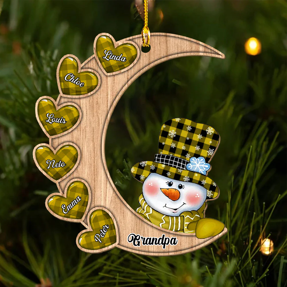 Christmas Snowman - Personalized Custom 3D Inflated Effect Wood Ornament - Image 4