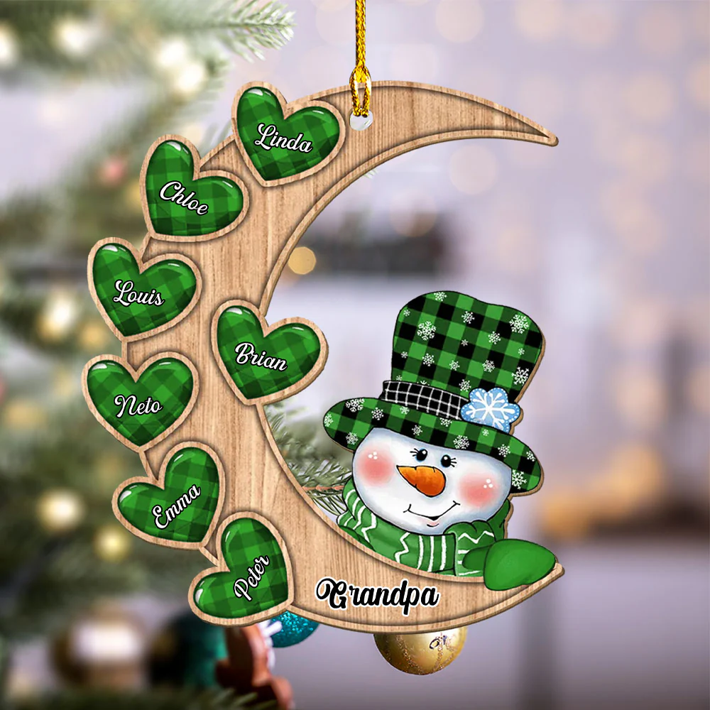 Christmas Snowman - Personalized Custom 3D Inflated Effect Wood Ornament - Image 5